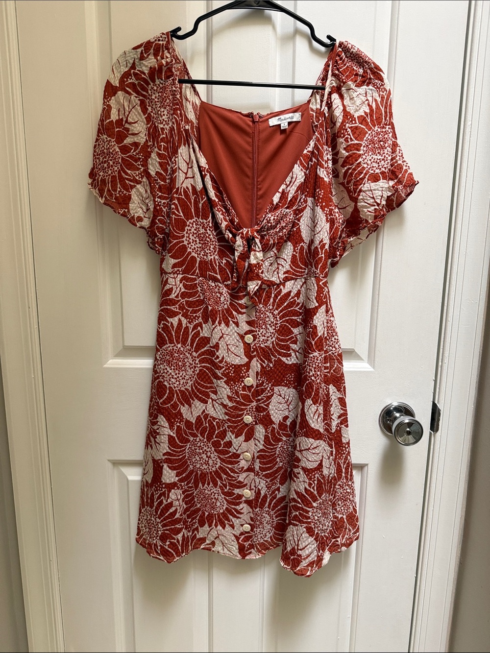 Madewell Rust Floral Button-Front Mini Dress